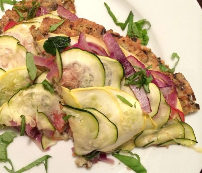 Summer Squash Pizza with Eggplant Crust