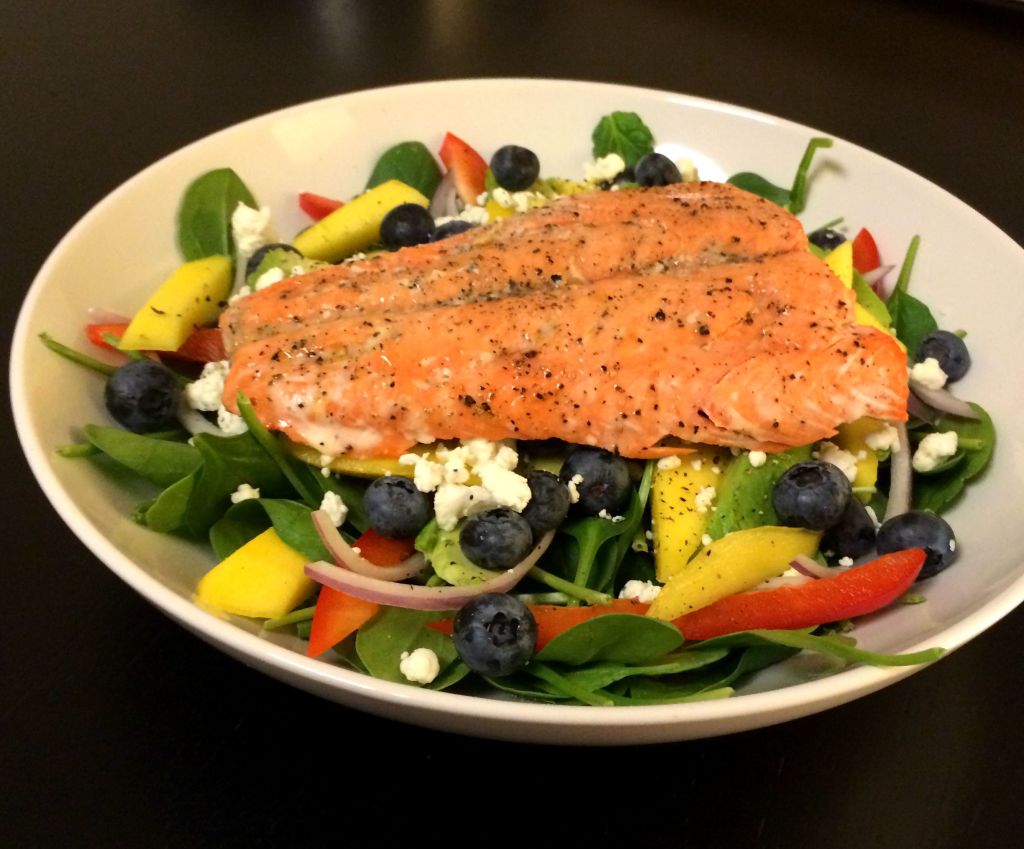 Salmon Salad with Mango & Blueberries – The Sisters Kitchen