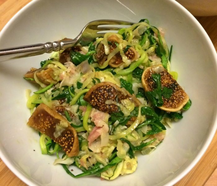 Zoodles with Pancetta, Fig, and Arugula