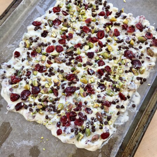 Pistachio Cranberry White Chocolate Bark The Sisters Kitchen 9812